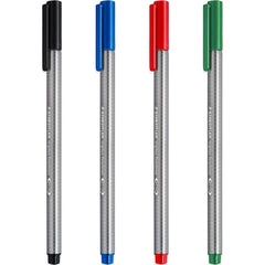 STAEDTLER 334 Triplus Fineliner Superfine Point Pens - 0.3mm - Black, Blue, Red & Green - Pack of 4