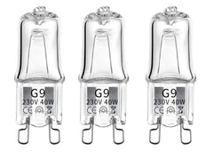 MSC 3 x 40w G9 Halogen Oven Bulbs Suitable for Oven, Salt Lamp, Lava Lamp, g9 Bulb. Dimmable and Compatible Oven Light Bulbs for Zanussi, AEG, Stoves Cooker Bulb etc Warm White 230V (3000k 3 pc 40w)