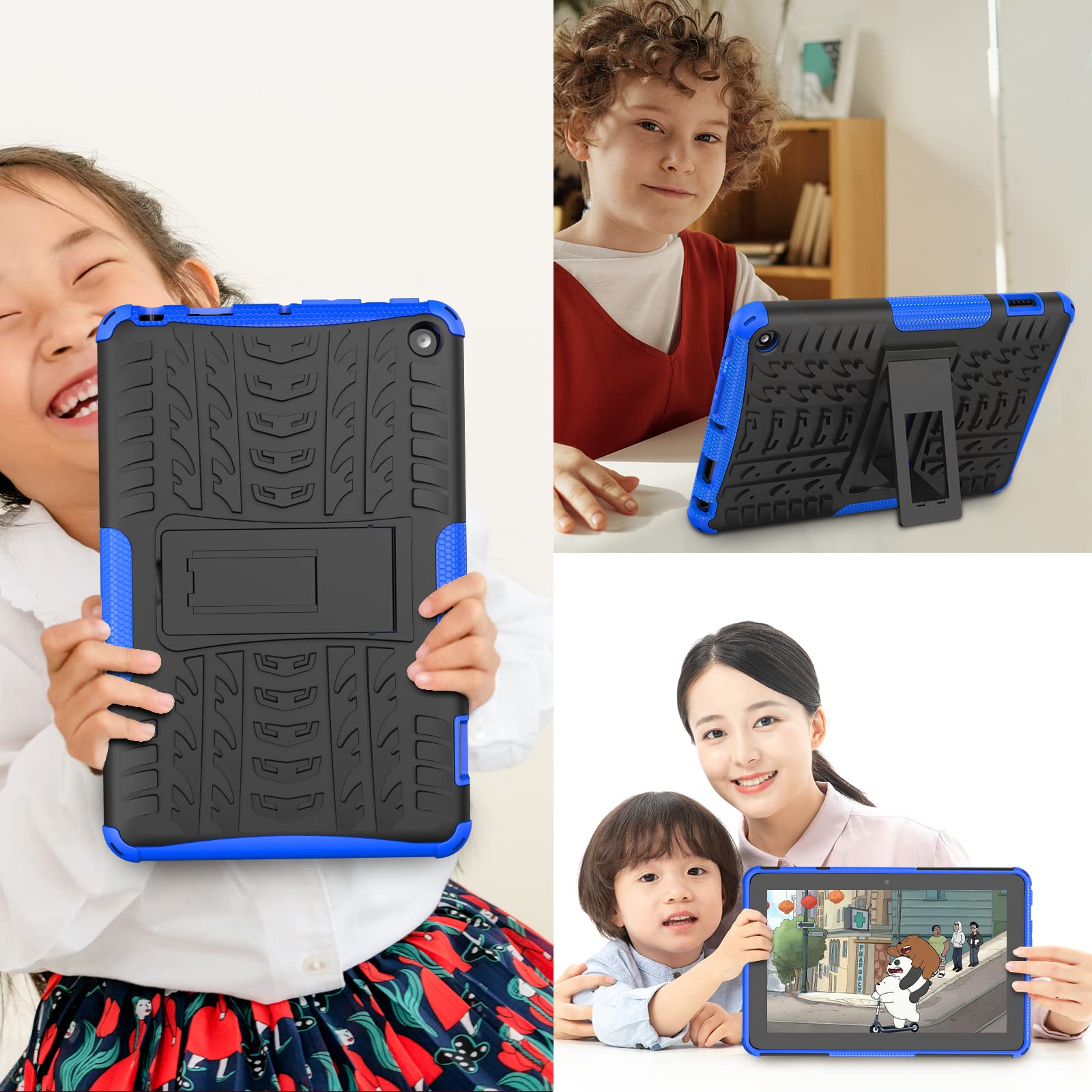 TASSKTO For Tablet 7 inches Case 12th Generation Compatible with Fire 7 Case 2022 Release Dual Layer Heavy Duty Shockproof Kids Protective Case with Kickstand,Not Fit iPad