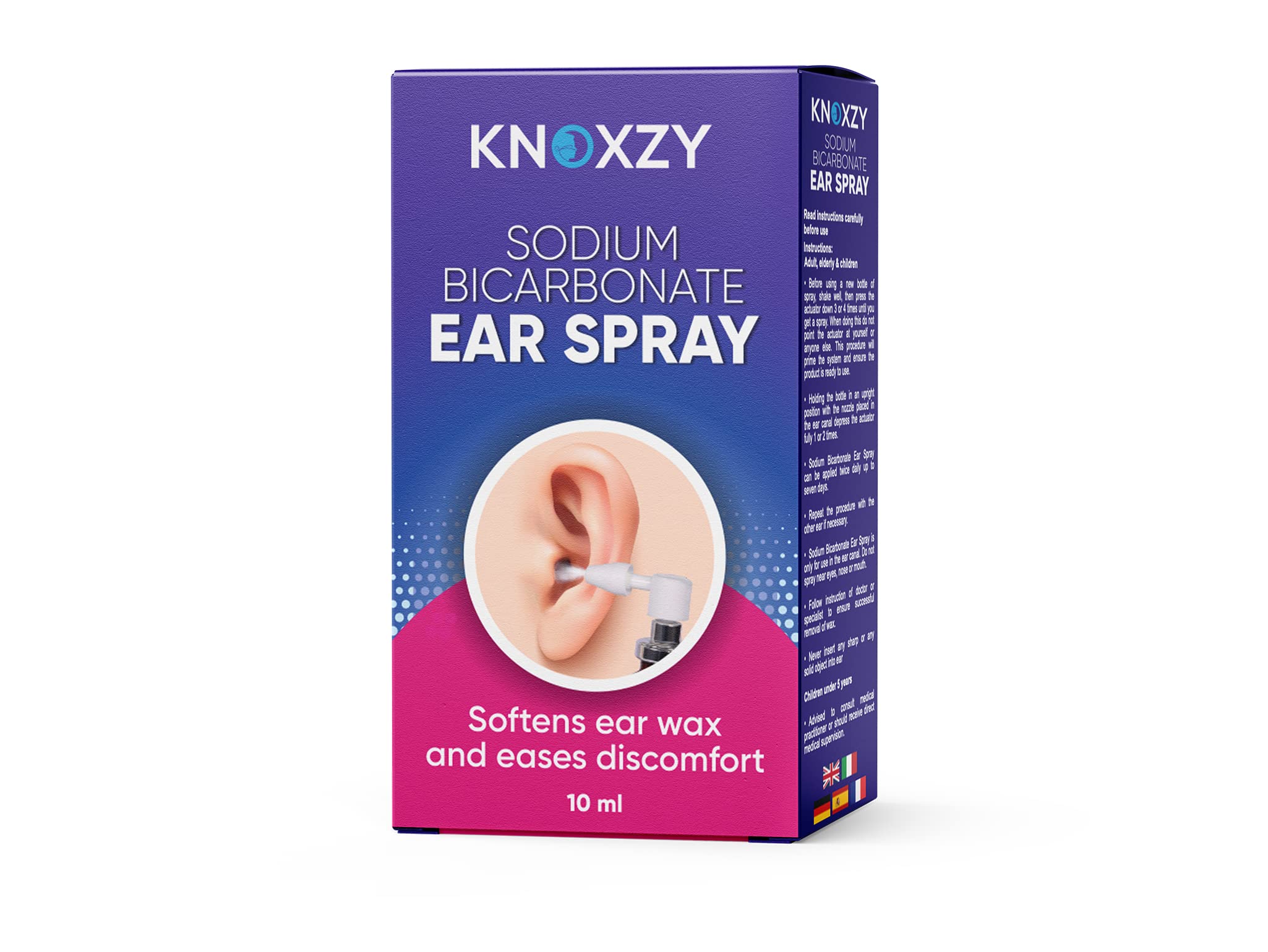 Knoxzy Sodium Bicarbonate Ear Spay, Ear Wax Remover for Clogged Ear Relief and Swimmer’s Ear – 10ml