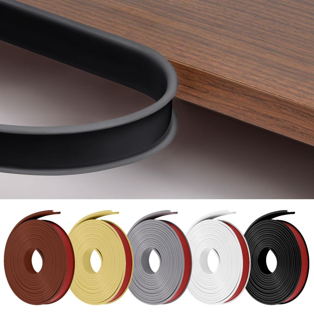 flintronic 5m*12mm U-Shape Flexible Furniture Edge Banding, Baby Safty Baby Edge Protector, Self Adhesive TPE Wood Edging Tape, DIY Furniture Edge Trim for Table, Cabinet, Furniture Restoration