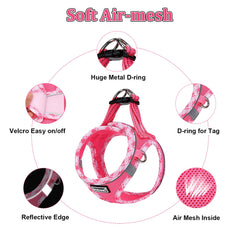 DORAMIO Step-in Dog Harness and Leash Set, No-Chock Soft Mesh Reflective Breathable Easy Walk Lightweight Vest Harnesses with Safety Buckle for Small Medium Dogs, Cats, Puppies (S, Fuchsia)