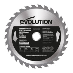 Evolution Power Tools GW180TCT-30CS General Wood Carbide Tipped TCT Blade, For Circular Saws and Mitre Saws, Smooth and Fast Cuts In Wood, Clean, Splinter Free Cut, 30 Teeth, 180 mm