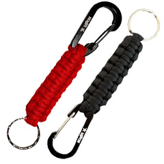 Kadactive Paracord Keyrings With Carabiner Keyring Clip - 2 Pack keyring for backpack, Survival, Camping - Paracord Key Chain key holder - Key Lanyard for men - car keyring - Black-Red