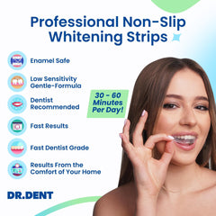 DRDENT Professional Teeth Whitening Strips 21 Treatments - Safe for Enamel - Non Sensitive Teeth Whitening - Whitening Without Any Harm - Pack of 42 Strips and Mouth Opener Included