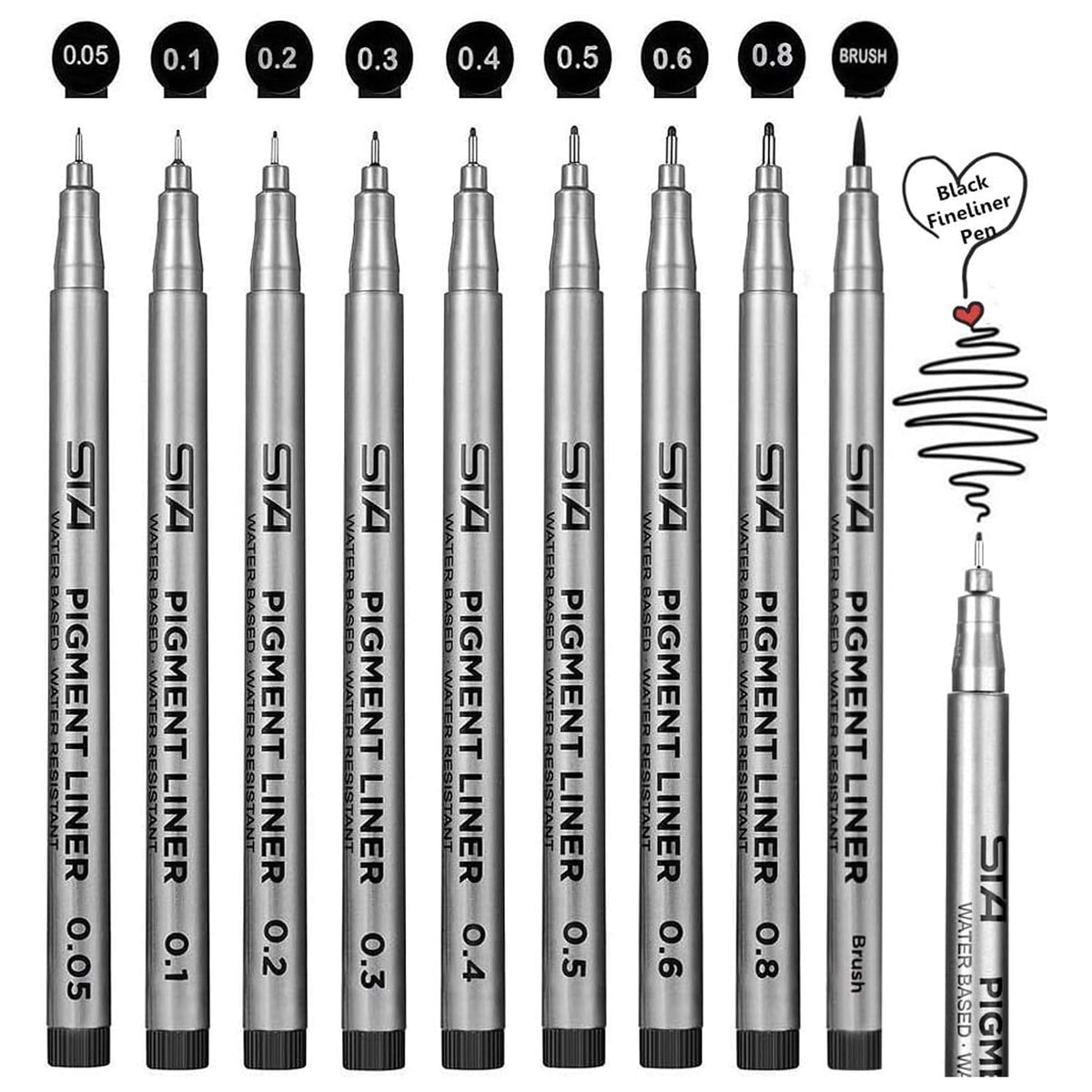 Gelanty Fineliner Pens, Pigment Pens Black Micro Liner Drawing Pens for Bullet Journal Sketching Drawing Drafting Office Documents Comic Manga Scrapbooking and School Using