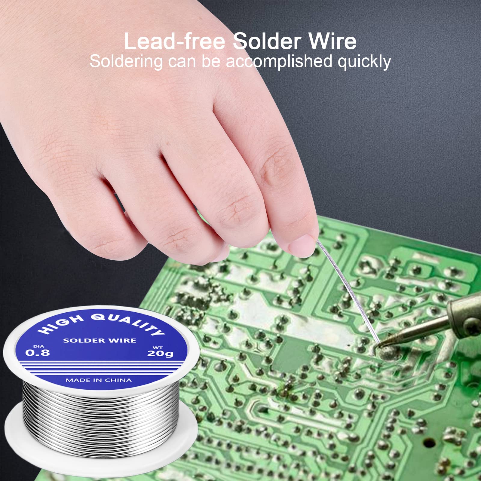 Solder Wire,0.8mm Soldering Wire Lead Free Sn99.3 Cu0.7 with Rosin Core for Electronic Electrical Soldering Components Repair and DIY. (20g)