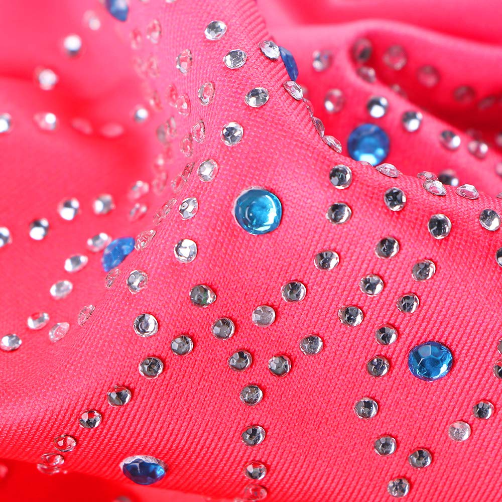 ZNYUNE Girls Gymnastics Sparkle Gradient Color Leotards for kids 3-14 Years 180 Red 12A