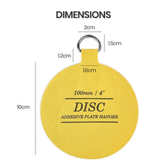 WINSOME Disc Plate Hangers for Walls - Strong Invisible Plate Holder Self Adhesive Stick On Hooks Picture Hanging Wall Plate Holder - Plate Hanging Disk, 100mm / 4'' (Pack of 5), Yellow