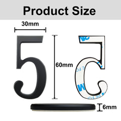 Ywonoby 3D Mailbox Numbers 2.4 Inch(6 cm) Self Adhesive House Numbers Stickers for Door Numbers, Address Numbers, Black(5)