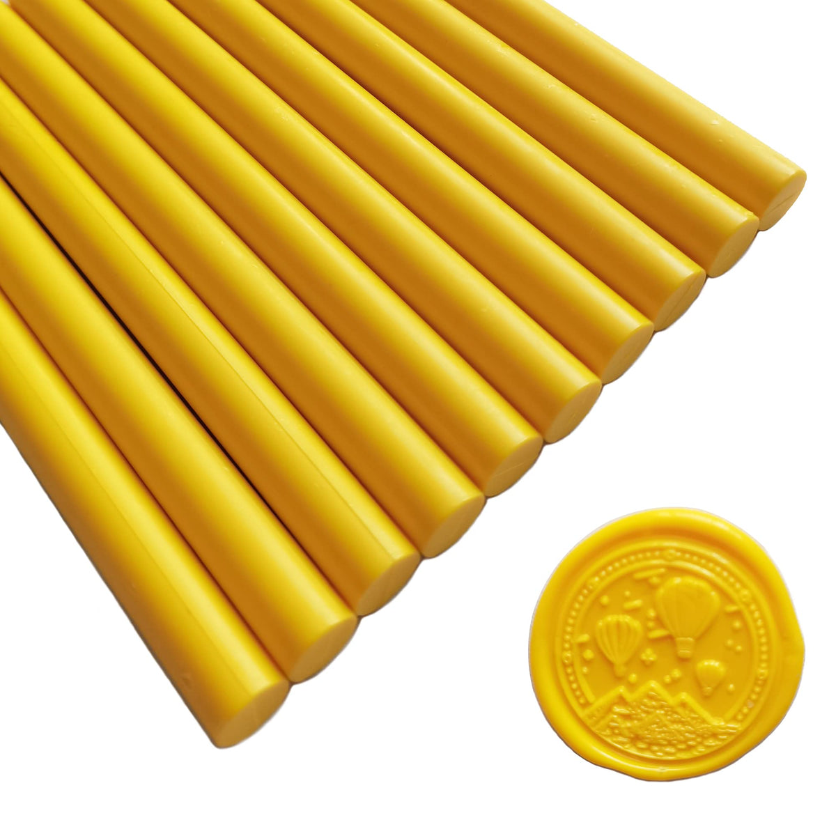 10 Pieces Yellow Sealing Wax Sticks for Wax Seal Stamp, AMTOL Sealing Wax Sticks for Glue Gun,Great for Wedding Invitations, Wine Packages,Cards Envelopes, Gift Wrapping. (Medium yellow)