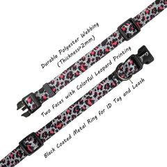 Olahibi Dog Collar and Leash Set, Leopard Pattern, Polyester Material, 150CM Leash, for Small Dogs.(S, Colorful Leopard)