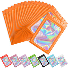 Artcut 100 PCS Smell Proof Mylar Bags Holographic Packaging Bags, Resealable Odor Proof Bags Foil Pouch Bags for Food Storage and Lipgloss, Jewelry, Eyelash Packaging (Orange, 4 * 6inch)