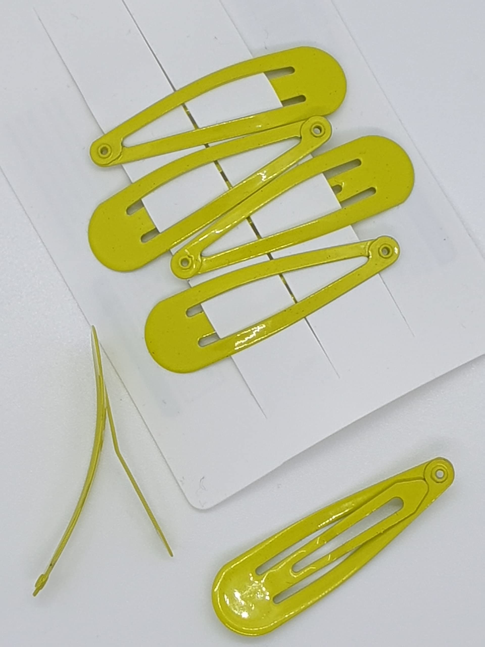 6 PCS Metal Snap Hair clips Snap Pins Hair Grip 5CM Long (Yellow)