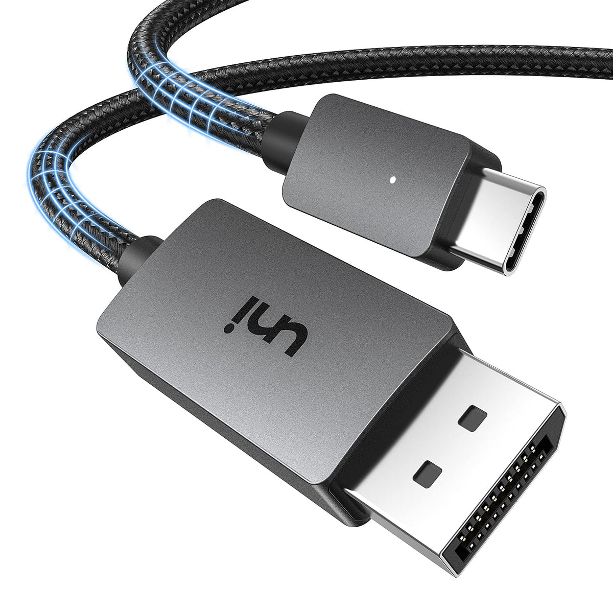 uni USB C to DisplayPort Cable 3ft [8K@60Hz 4K@144Hz 5K@60Hz 2K@240Hz], Thunderbolt 3/4 to DP 1.4 Cable 32.4Gbps, Compatible with MacBook Pro 2021/Air 2020, Mac Mini, iPad Pro, iMac, XPS, S21 etc.