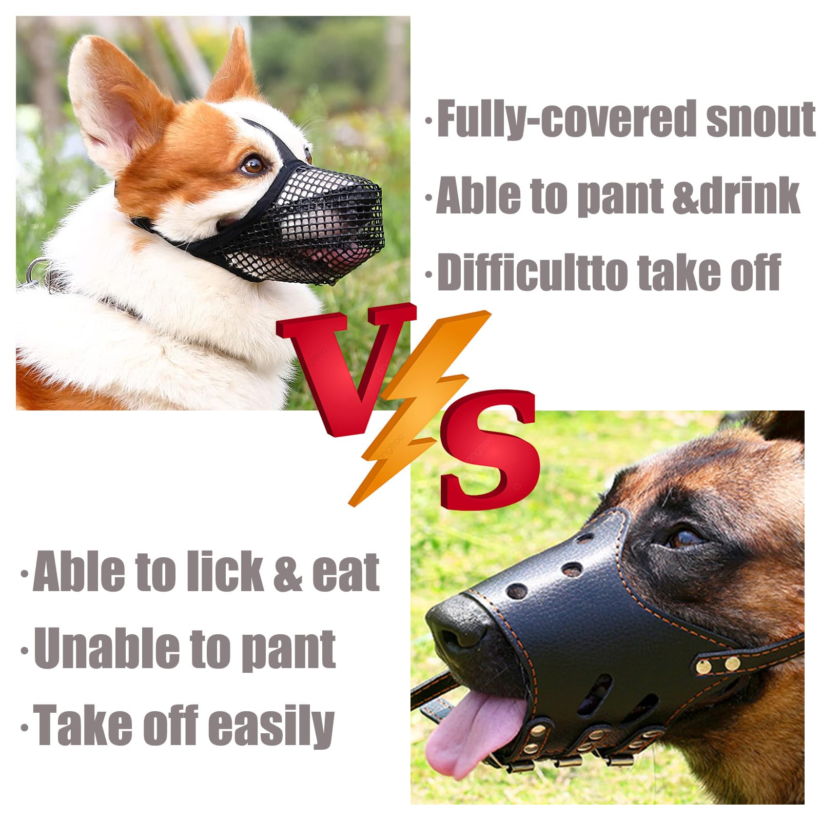 Muzzle for Large Dogs Dog Guard Soft Mesh Muzzle Breathable Dog Muzzles Dog Mask Muzzle for Large Dog with Velcro Straps Mouth Cover for Anti-Biting Anti-Barking Licking for Small Medium Large Dogs