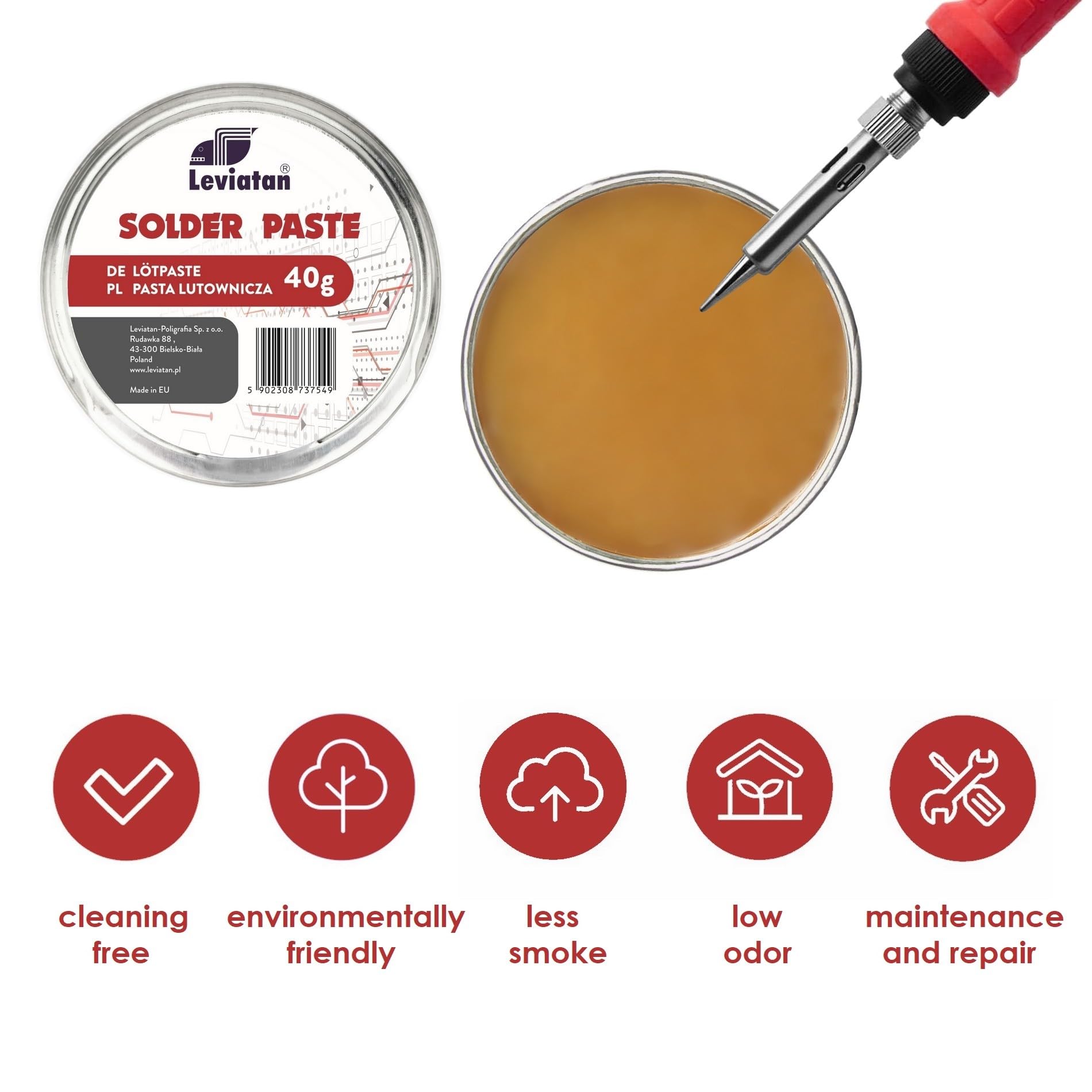 D.RECT - Solder Paste   Solder Paste SMD   Solder Grease Can as Flux for Soft Soldering for Soldering Surface - Mountable Components, 40 g silver