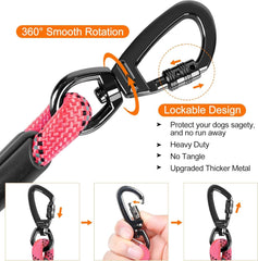 Kdsvakd Training Lead for Dogs, 1.5m / 5ft Dog Rope Lead with Carabiner Clip and Padded Handle, Reflective Recall Puppy Leash for Puppy, Small, Medium, Large Dog, Pink