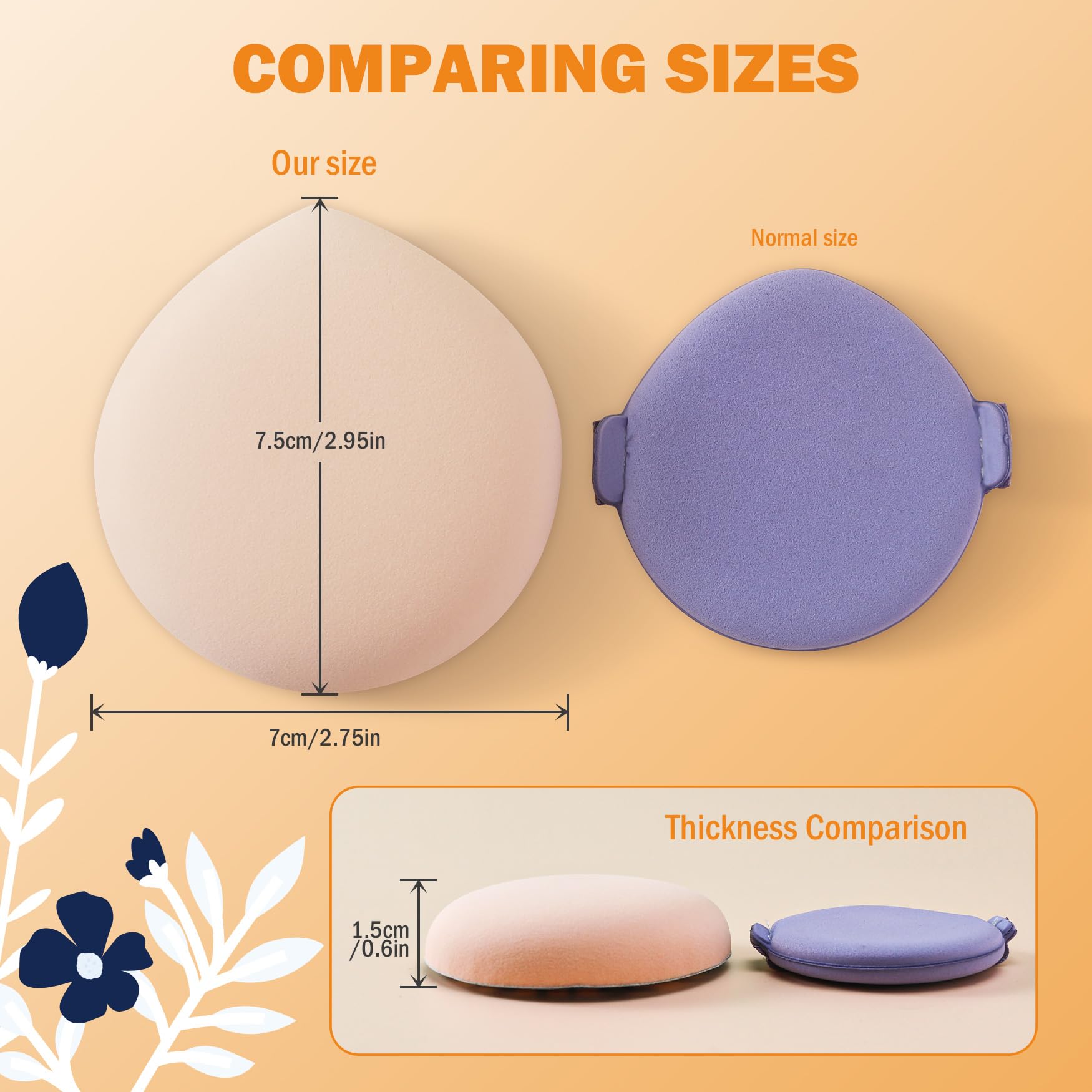 CORNERIA Large Makeup Sponge 2PCS, Super Soft Makeup Beauty Blender Quickly apply makeup in 3s, Wet Dry Makeup Tool Powder Puffs for Liquid Foundation, Loose Powder