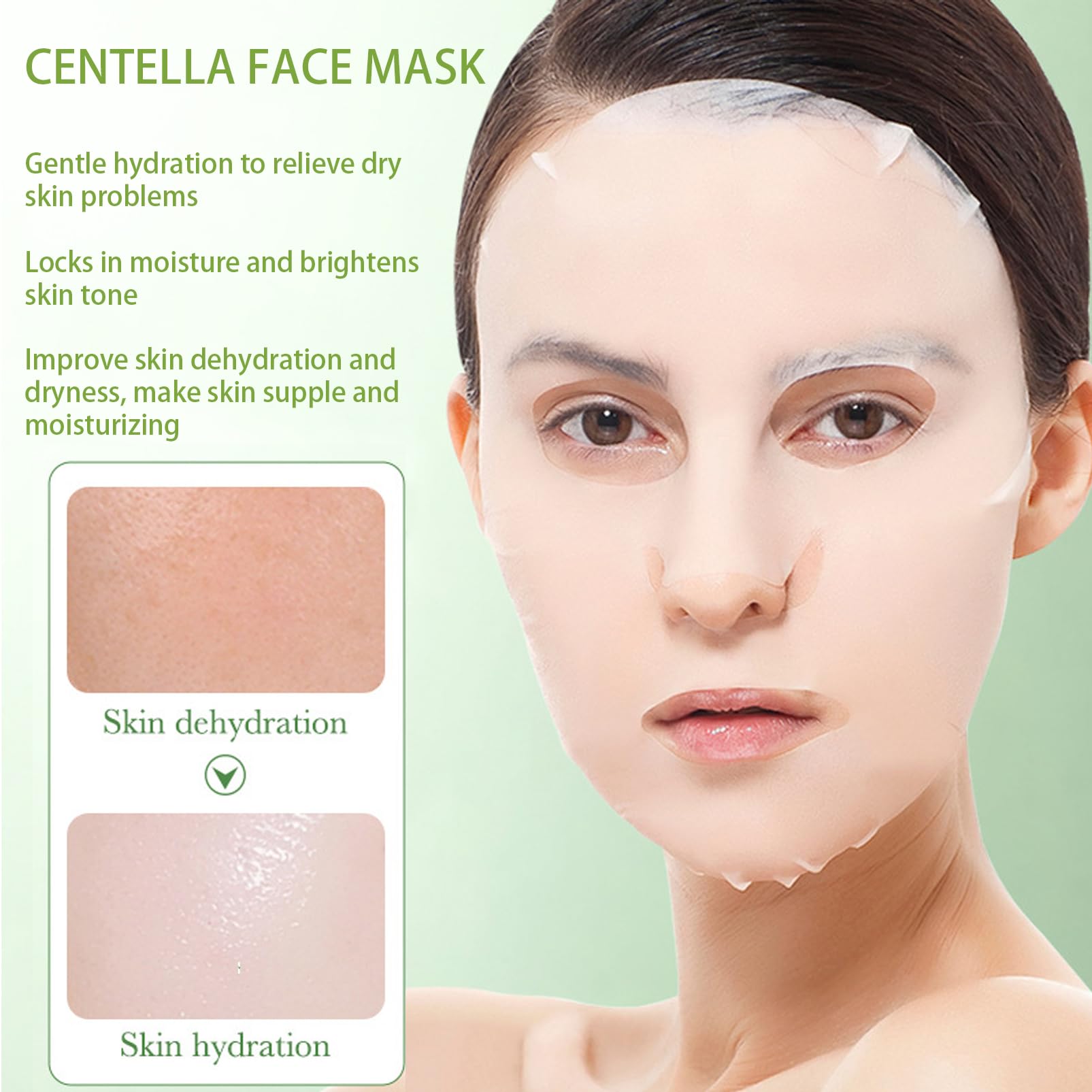 Hydrating Face Mask,5PCS Centella Face Mask,Face Masks Beauty,Face Masks Skincare Improves Skin Face Care,Face Mask Set for Dehydrated, Dull and Tired Skin (5PCS-J)