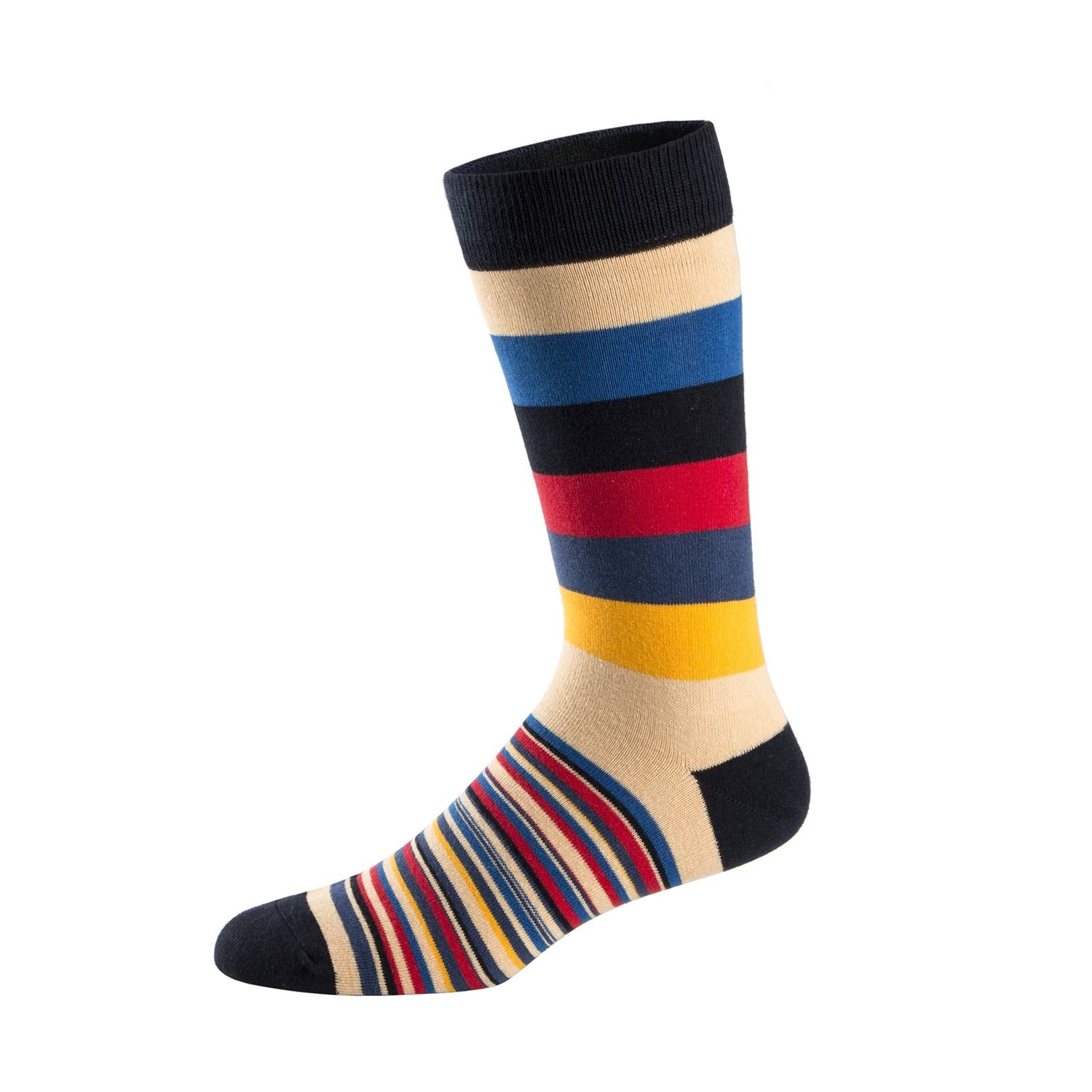 Men's Fun Dress Socks Colorful Funky Patterned Cotton Crew Socks, Color 11 (5 Pairs), Shoe Size:5.5-9