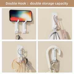 Stick on Hooks for Hanging - Extra Sticky 6KG (Max), Coat Hook on Door for Towel Coat Hat Key, Metal Stainless Heavy Duty, Self Adhesive Hangers Wall Mounted for Bathroom Shower Kitchen, White, 6 Pack