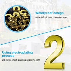 Vicloon Mailbox Numbers Self Adhesive, 3 Inches 3D Mailbox Numbers Waterproof, Door Numbers House Numbers Street Number Stickers for House Mailbox Apartment Hotel Courtyard Cafe Golden(2)