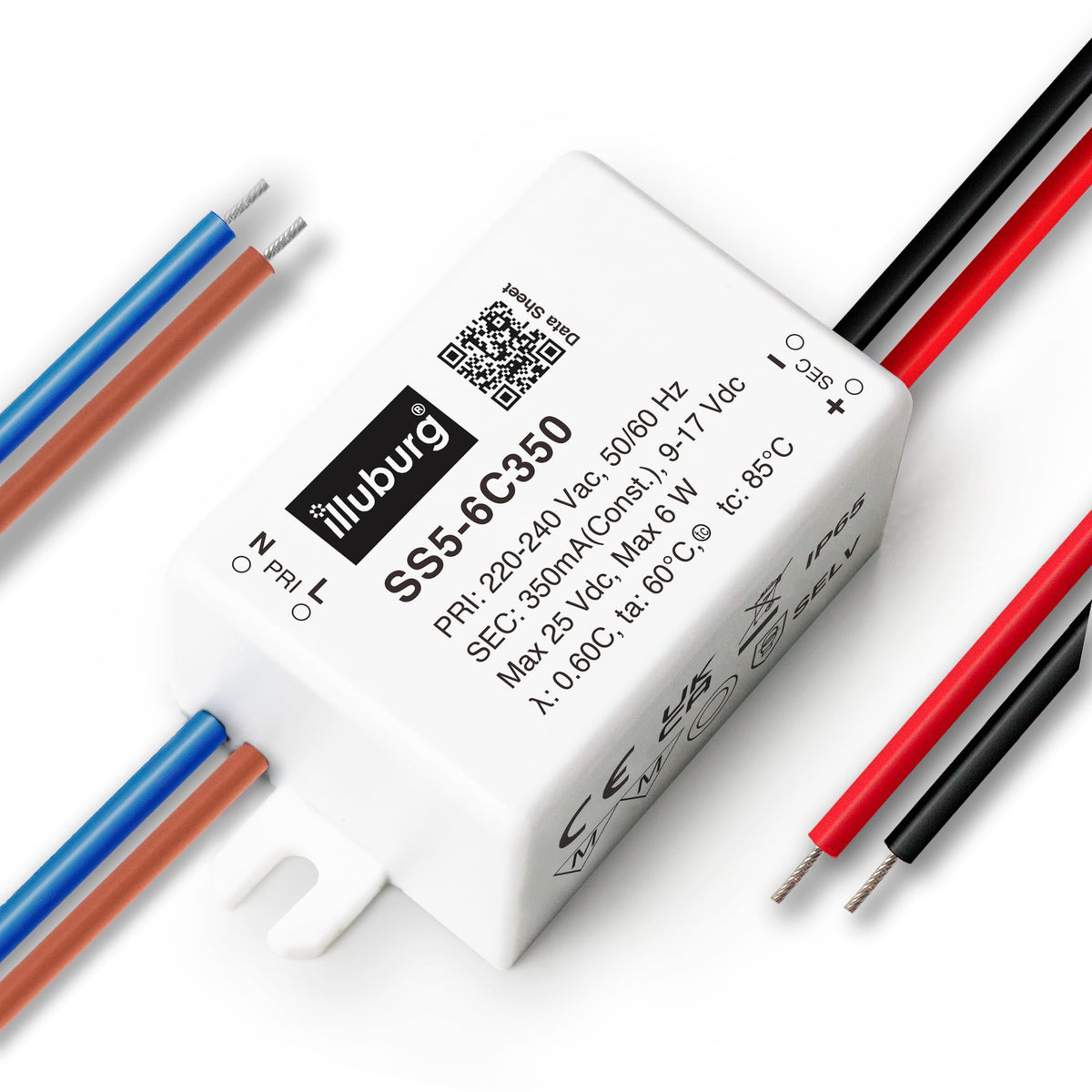 illuburg LED Driver Waterproof IP65 350mA Constant Current 3.5W - 6W Flickerfree LED Power Supply Transformer