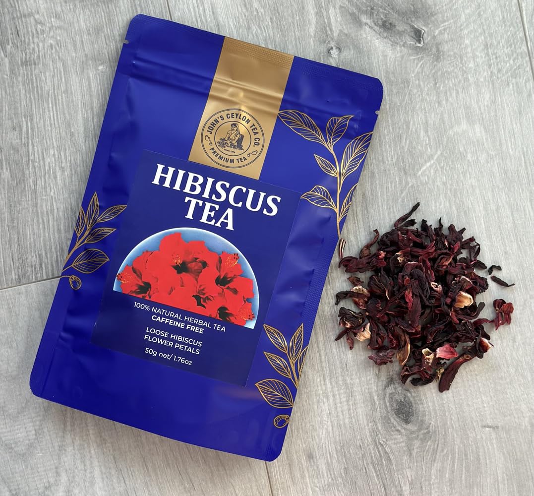 Premium Hibiscus Tea - Exquisite Floral Infusion   Vitamin-C Rich & Refreshing   Caffeine Free   Dried PURE Hibiscus Flower Herbal Tea 50g Loose Tea   Hot or Iced Tea.