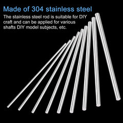 sourcing map 304 Stainless Steel Round Rods, 6mm x 350mm Solid Shaft Rods for DIY Craft Model Car Helicopter Airplane, Pack of 5