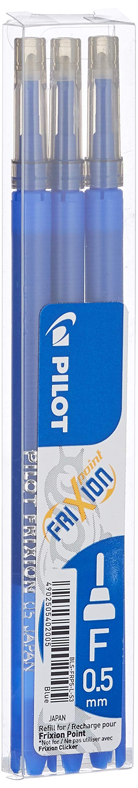 Pilot Refills for Frixion Point Rollerball 0.5 mm - Blue, Pack of 3