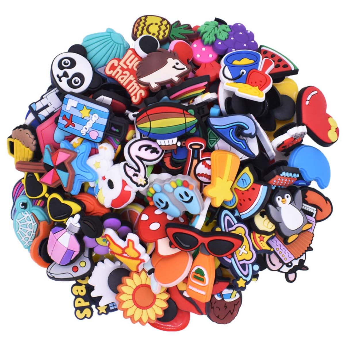 JelKen Lot of 30 PCS Random Unisex-Adult Shoe Charms for Croc Charms, Different PVC Cartoon Shoe Decorations Accessories for Bracelet Wristband