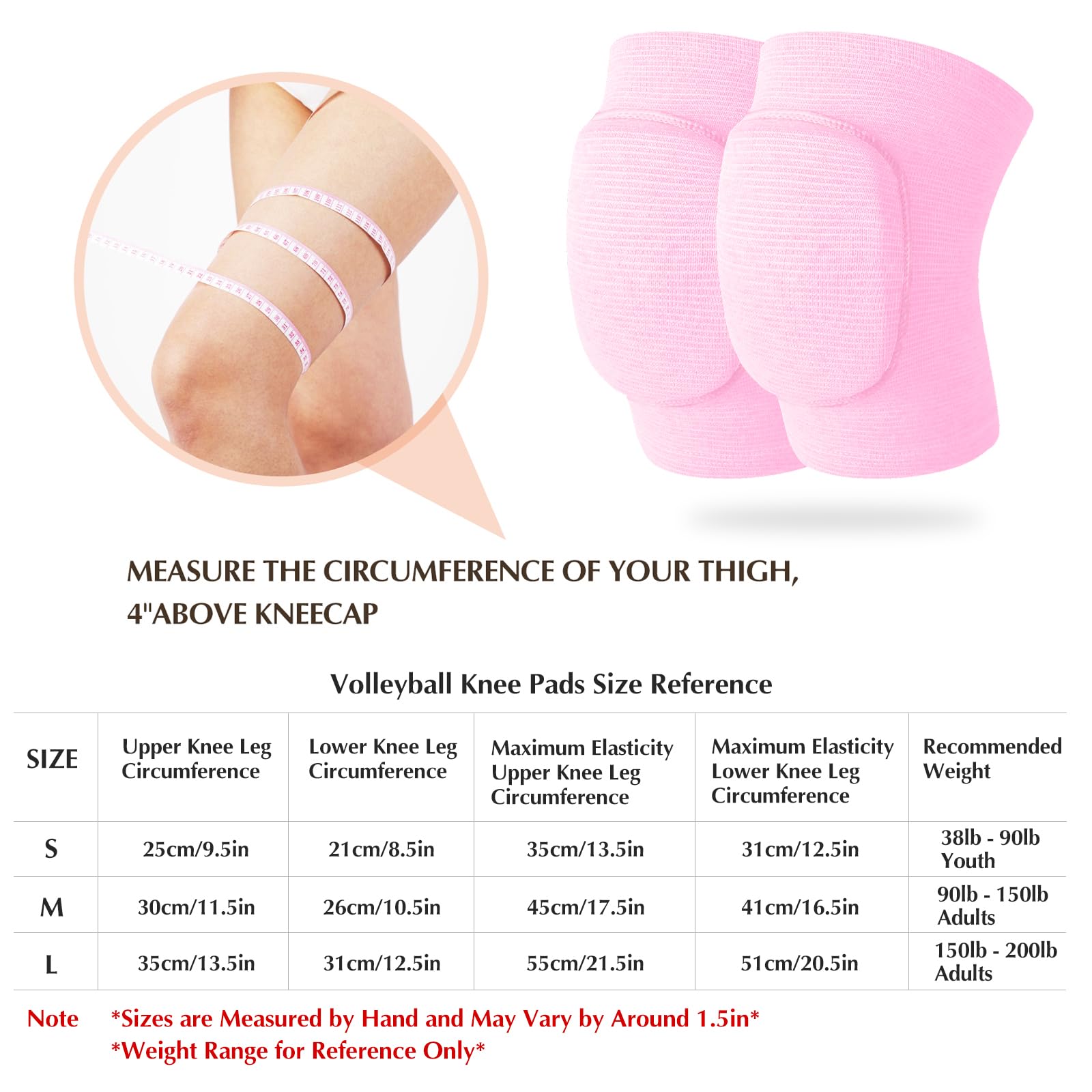 Volleyball Knee Pads, Dance Knee Pads, Soft Breathable Thick Sponge Youth Knee Pads for Men Women Knees Protective, Knee Pads for Dance Volleyball Workout etc Various Sports (M, Pink)