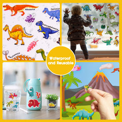 ASTARON 3D Puffy Sticker Book for Kids,88 Pcs Reusable Dinosaurs Jelly Stickers for Toddlers,Puffy Sticker Game Travel Stickers and Educational Sensory Learning Toy Busy Book