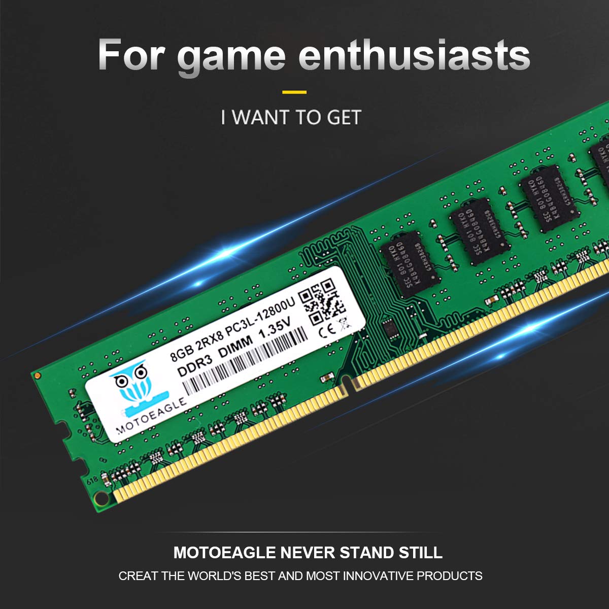 PC3 PC3L 12800U DDR3 DDR3L 1600 MHz 16GB Kit (8GBx2) UDIMM RAM 2Rx8 1.35V/1.5V 240-Pin Non-ECC Unbuffered Dual Rank Desktop Memory