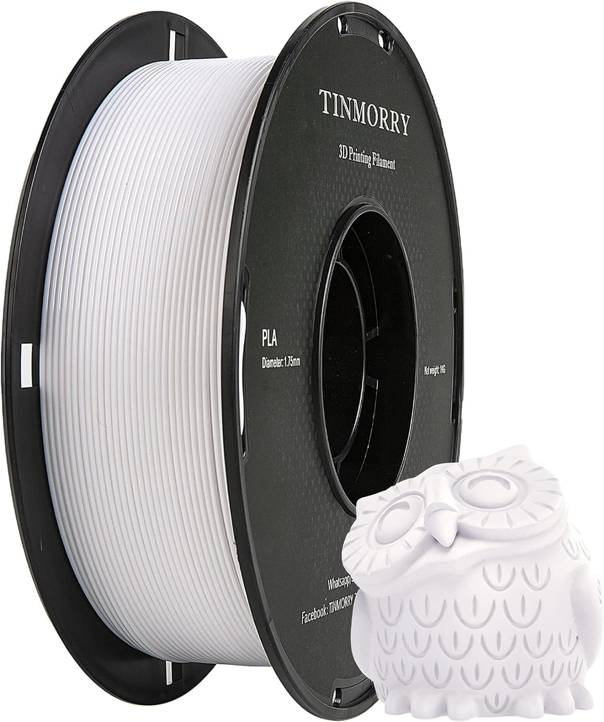 PLA Filament 1.75mm 1kg, TINMORRY 3D Printer Filament, 1 Spool, Cool White