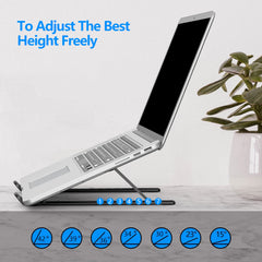 Nayka Laptop Stand Foldable, Laptop Holder Ventilated Desktop Cooling Stand 7 Levels Adjustable Aluminum Notebook Riser for MacBook Pro/Air, HP, Lenovo, Sony, Dell, More 10-15.6” Laptops