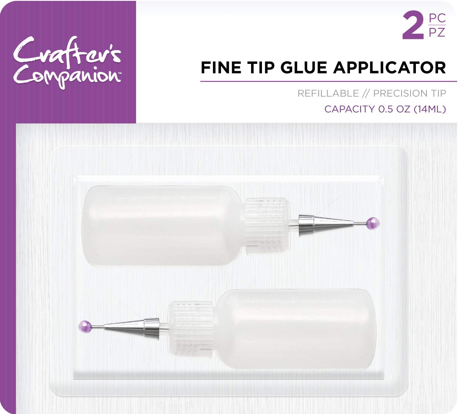 Crafter's Companion CC-TOOLGLUEAP2 Fine Tip Glue Applicator (2PC), White, One Size