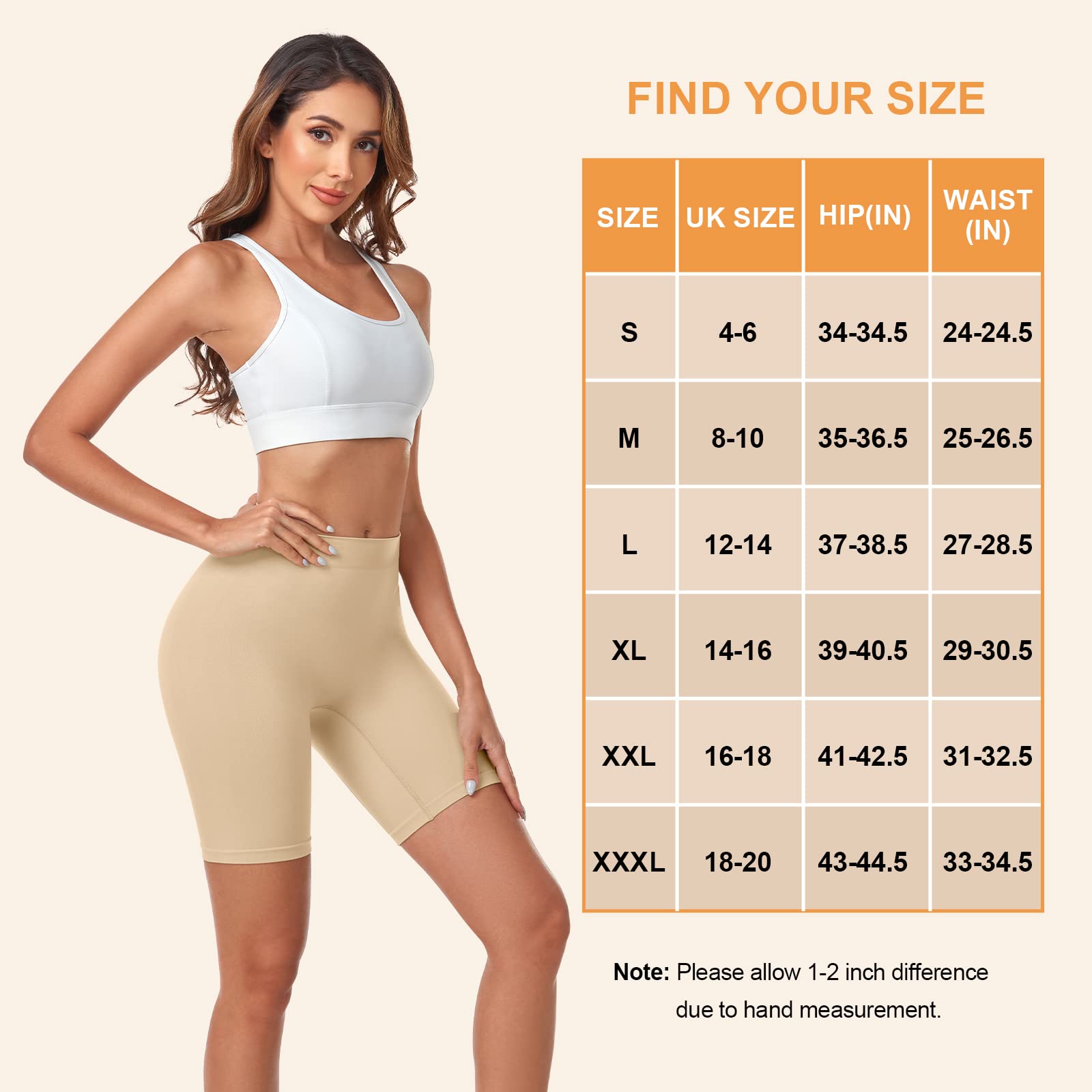 YUTYTH Anti Chafing Shorts Women Boxers Underwear Legging Shorts Summer Chub Rub Seamless Underwear Ladies Briefs for Under Dress 1-Pack Nude-L