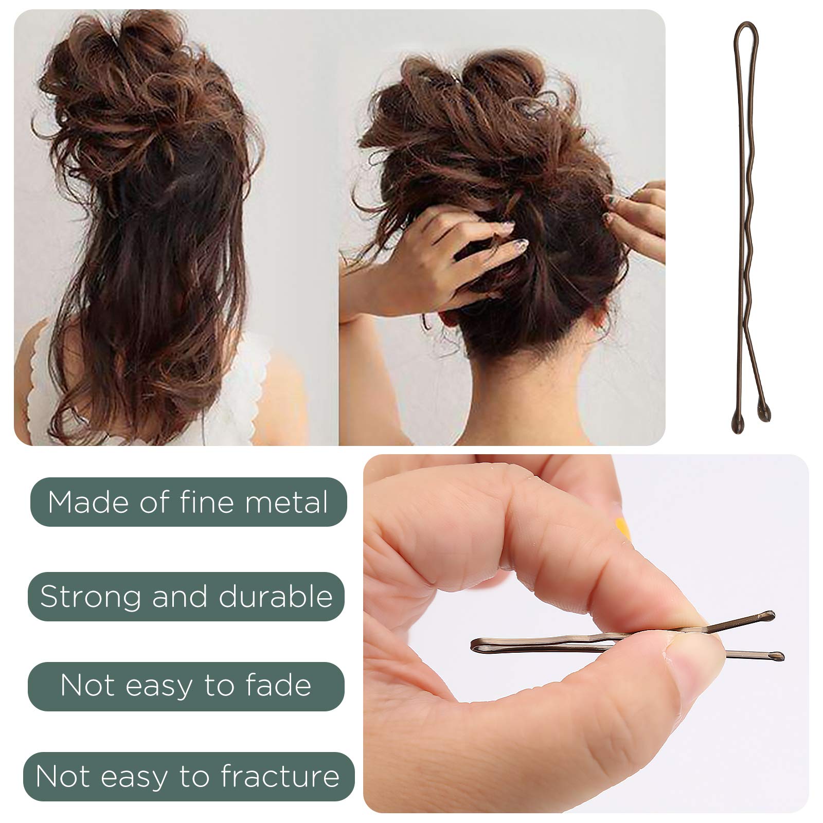 AIEX Hair Pins Kit Hair Clips Secure Hold Bobby Pins Hair Clips for Women Girls and Hairdressing Salon (Straight, Brown)