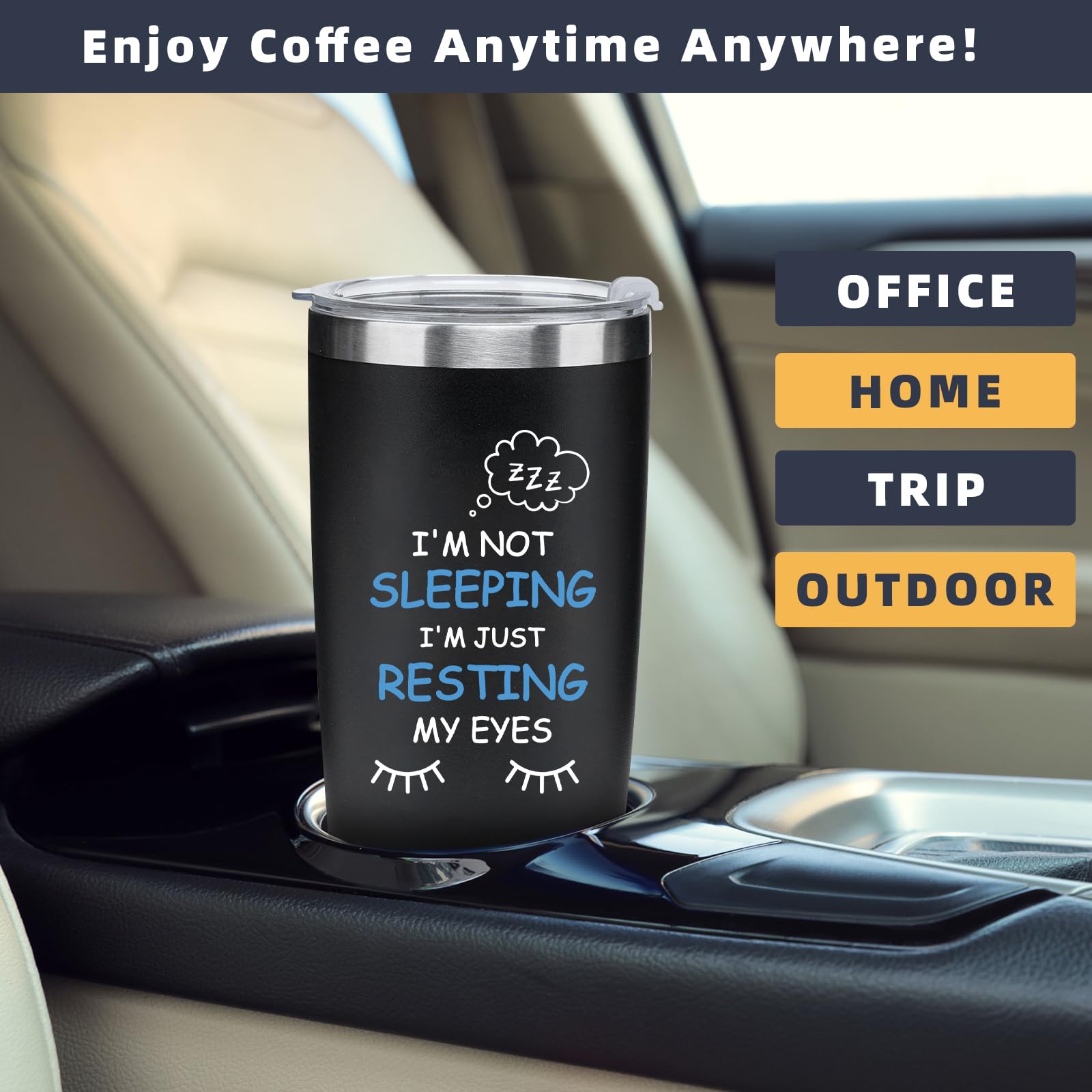 Grogife Mens Gifts for Men Him Dad Grandad - I'm Not Sleeping Tumbler Gifts for Men, Funny Gifts for Men Who Have Everything, Birthday Gifts for Men, Travel Mug & Coffee Cup 600ml