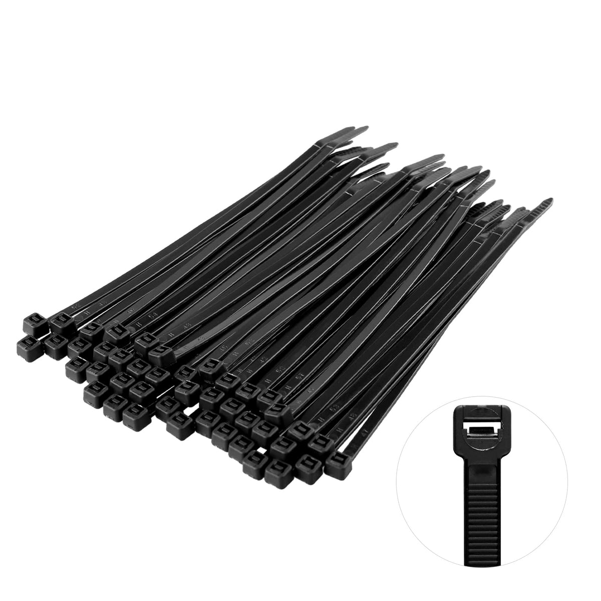 MEKEET Black Cable Ties 4 inch - 100mm x 2.5mm, Pack of 100, Small Nylon Zip Ties, Multi-Purpose Plastic Tie Wraps, Secure Self-Locking Mechanism, for Home, Garden, Office and DIY