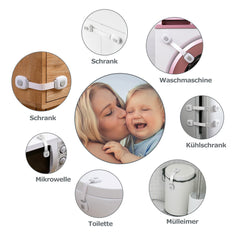 BillyBath Premium Baby Cabinet Lock, Pack of 6 Child Safety for Cupboard, Drawers, Refrigerator, Toilet Seat with Strong Adhesive, No Drilling Required Cupboard Lock, Grey