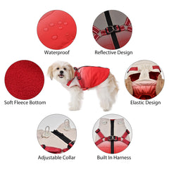 Poseca Dog Winter Coat Zipper Dog Coats Warm Winter Jackets for Dogs Waterproof Reflective Small Dog Harness Vest Winter Dogs Apparel (Small, Red)