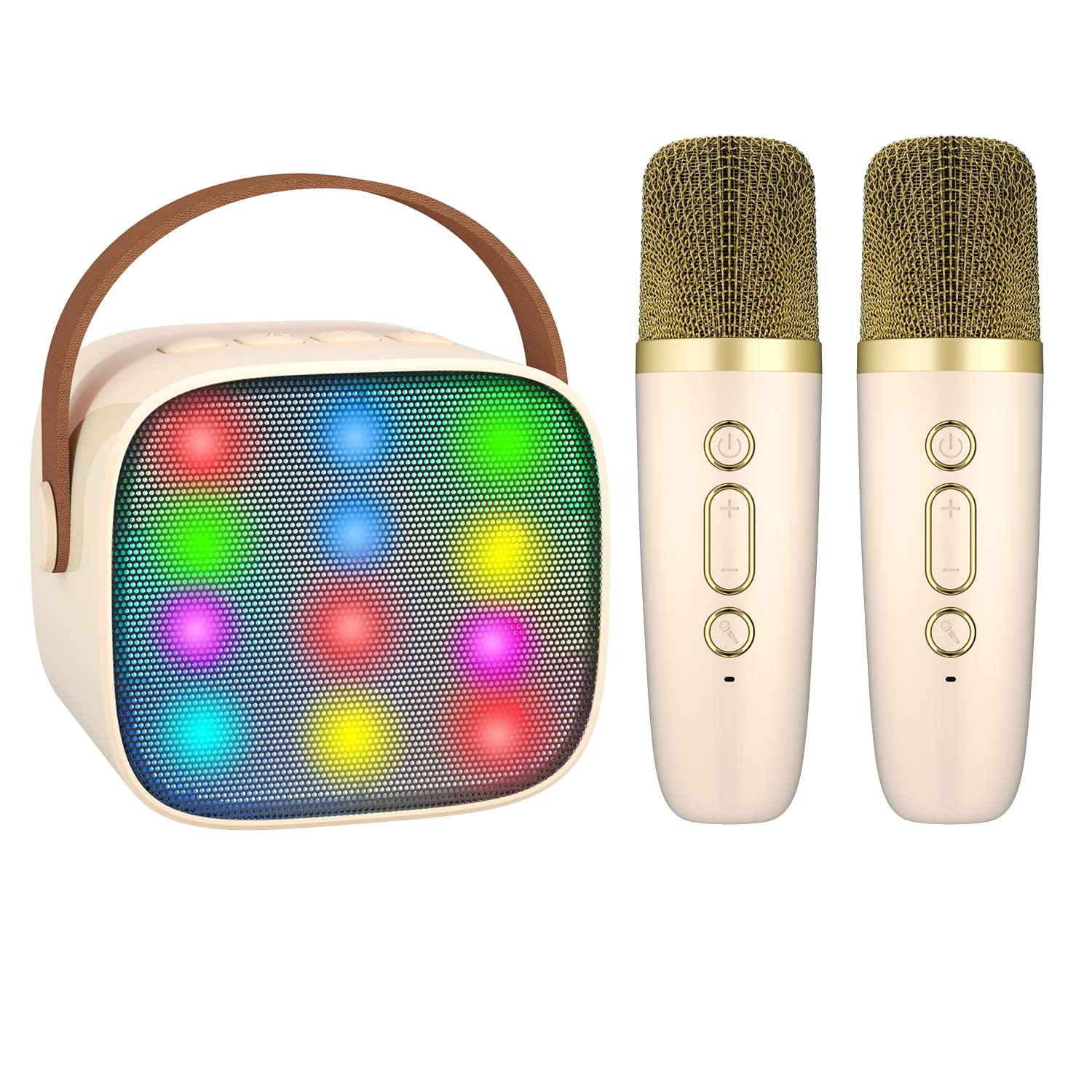 Kids Karaoke Machine 2 Microphones, 2023 Upgrade Wowstar Karaoke Machine for Girls Boys Kids Children Adults, Portable Bluetooth Speaker/Voice Changer/Led Lights/Toy Gift Party Game (Yellow)