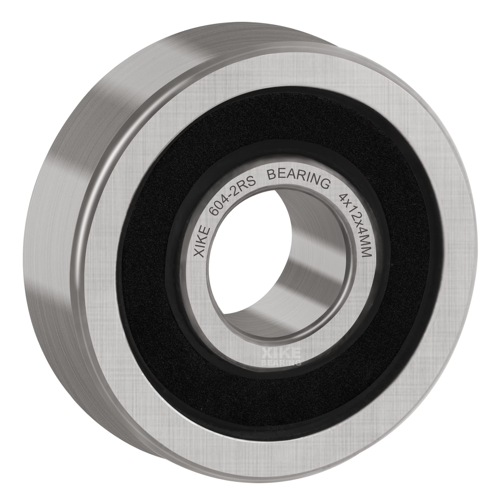 XIKE 604-2RS Miniature Ball Bearings 4x12x4mm Bearing Steel and Double Rubber Seals, Pre-Lubricated, 604RS Deep Groove Ball Bearing with Shields, 10 in a pack.