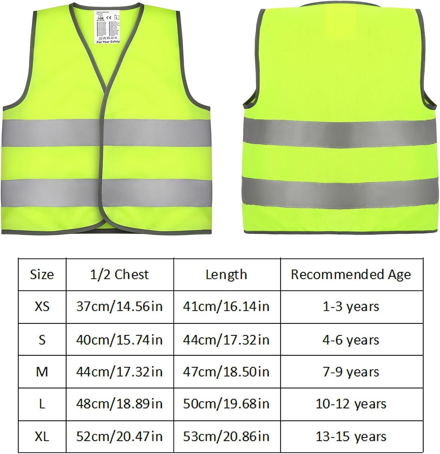 Firtink 2 Pieces Hi Vis Vests for Kids,Kids High Visibility Reflective Vest,High Vis Vests,Hi Vis Safety Vests,High Vis Jacket with Reflective Strips for Kids Outdoor (S)