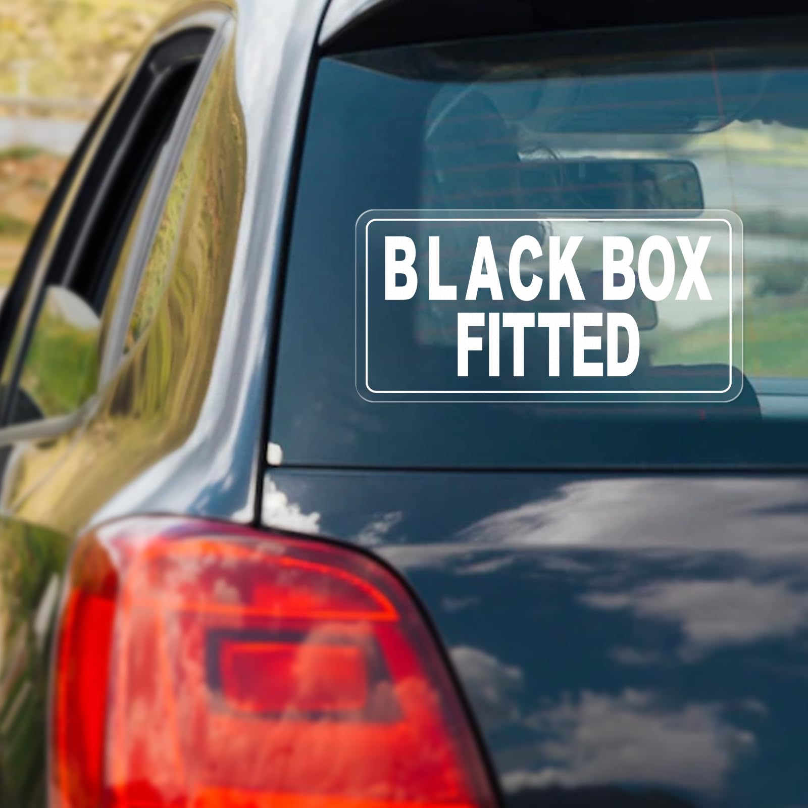 Black Box Fitted Sticker Sign Vinyl 100mm X 150mm Self-Adhesive Security Warning Decal Removable Waterproof for Car Window Bumper Door 5 PCS