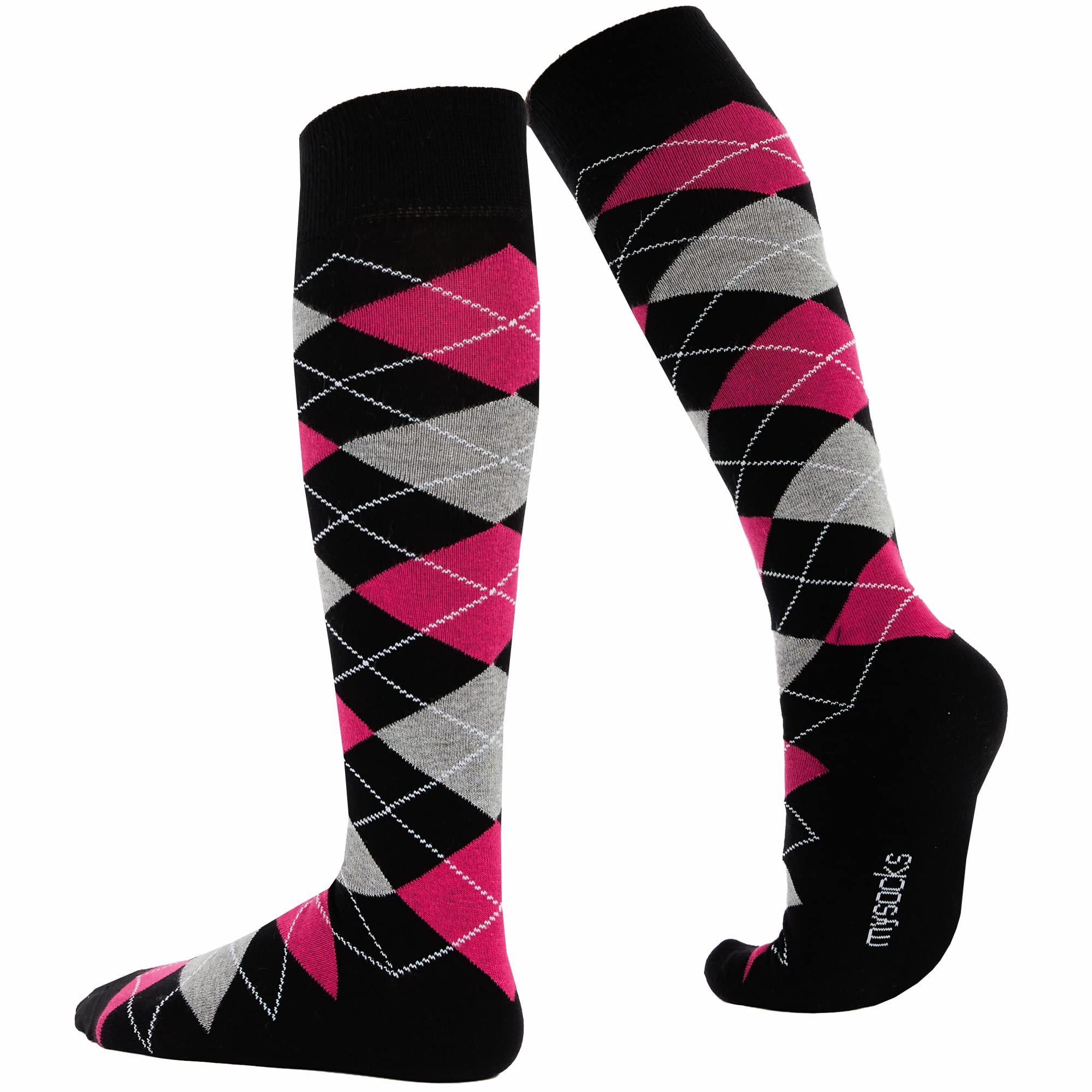 Mysocks Knee High Socks for Women and Men - Breathable Combed Cotton Seamless Toe Argyle Unisex Long Socks - Casual Knee Length Golf Socks