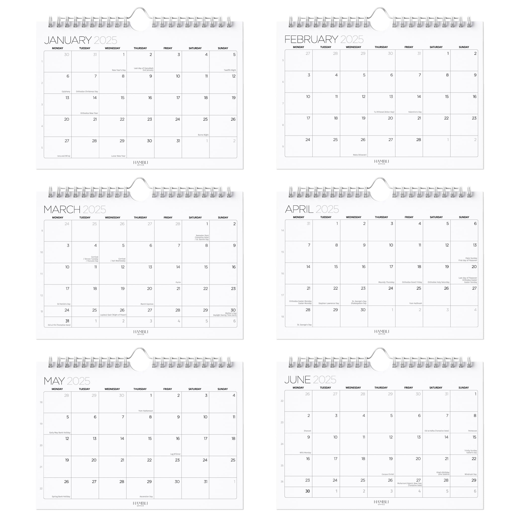 Wall Calendar 2024/25-18 Month Planner July 2024-Dec 2025 - A4 Landscape Wall Planner 2024-2025, Full Year Family Calendar 2024 2025 - Wall Calendar 2024-2025 - Home, Office 18 Month Diary 2024-2025